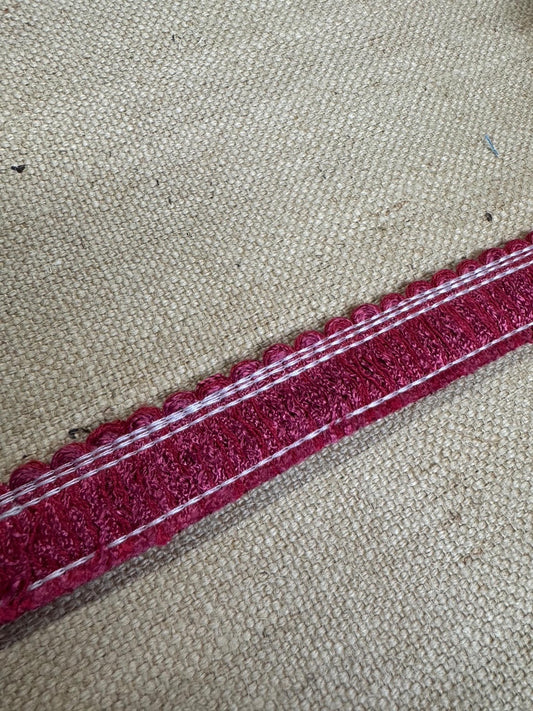 Upholstery Brush Fringe/ Ruche Trim - Cherry Pink