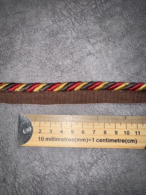 Upholstery Flanged Cord - Red/Gold & Brown Mix