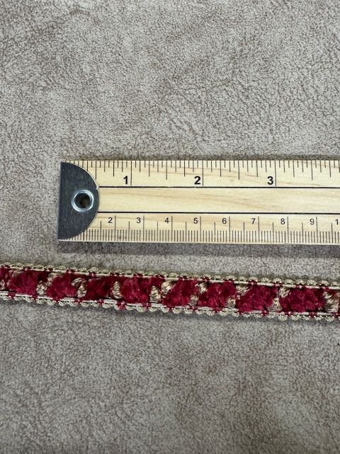Upholstery Luxury Tufted Boucle Braid Trim - Rich Burgundy