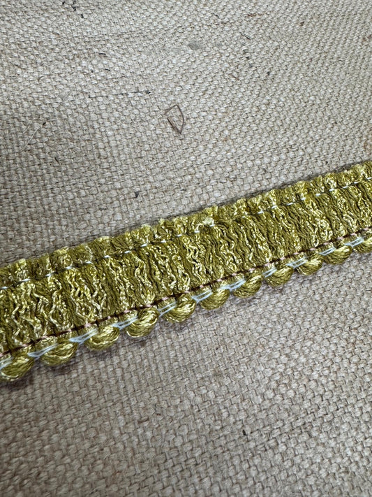 Upholstery Brush Fringe/ Ruche Trim - Gold Green