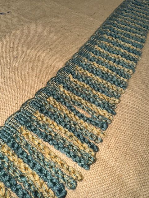 Upholstery Spectrum Heavy Bullion Fringe - Braided top Rope - Teal & Gold Mix