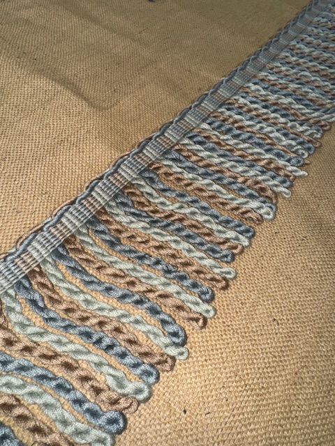 Upholstery Spectrum Heavy Bullion Fringe - Braided top Rope - Dusty Blue & Bronze Mix