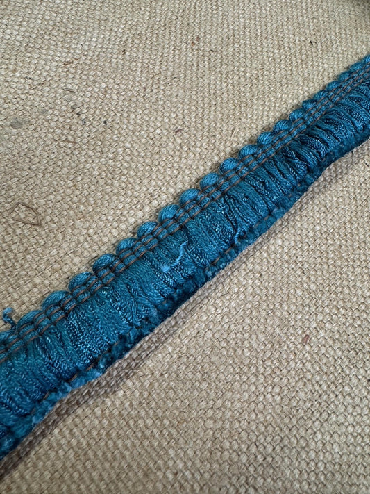 Upholstery Brush Fringe/ Ruche Trim - Petrol Blue