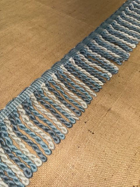 Upholstery Spectrum Heavy Bullion Fringe - Braided top Rope - Sky Blue & White Mix