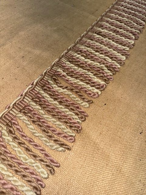 Upholstery Spectrum Heavy Bullion Fringe - Braided top Rope - Dusty Pink/Brown & Beige Mix