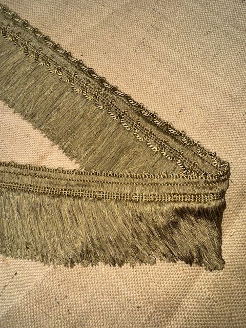 Upholstery Swing Fringe with Decorative Braided Top - Old Green