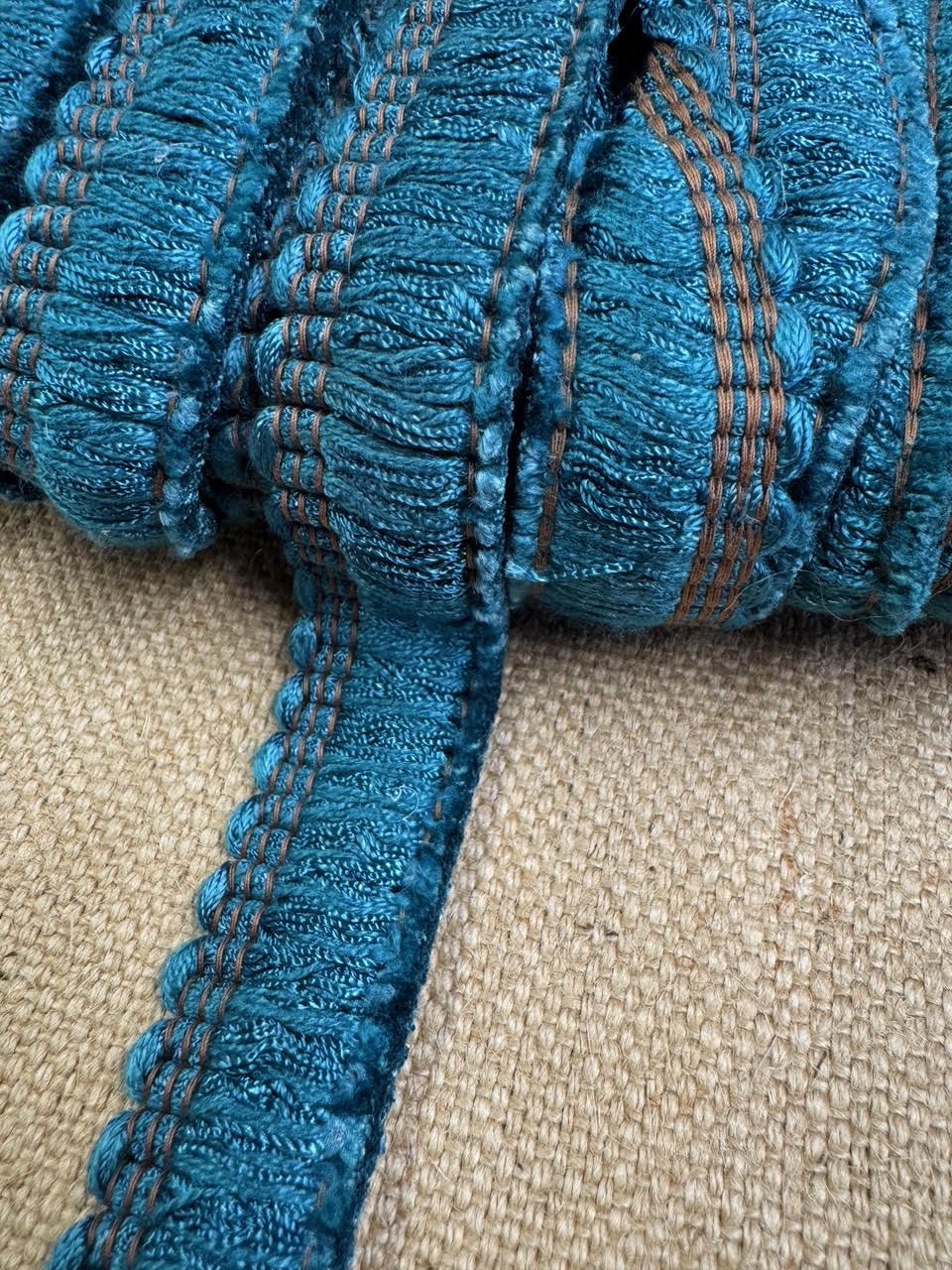 Upholstery Brush Fringe/ Ruche Trim - Petrol Blue