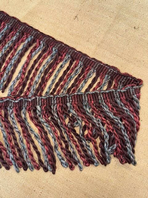 Upholstery Spectrum Heavy Bullion Fringe - Braided top Rope - Burgundy & Blue Mix
