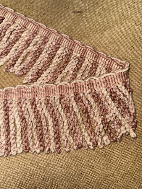 Upholstery Spectrum Heavy Bullion Fringe - Braided top Rope - Rose, Taupe & Cream Mix