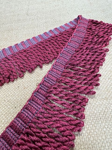 Upholstery Spectrum Roman Fringe - Braided top Rope - Claret and Blue