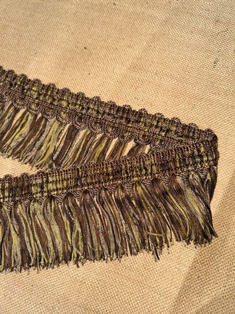 Upholstery Swing Fringe with Decorative Braided Top - Brown/Green Mix