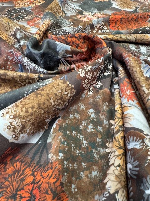 Forest Hill Autumn Printed Velvet Upholstery Fabric