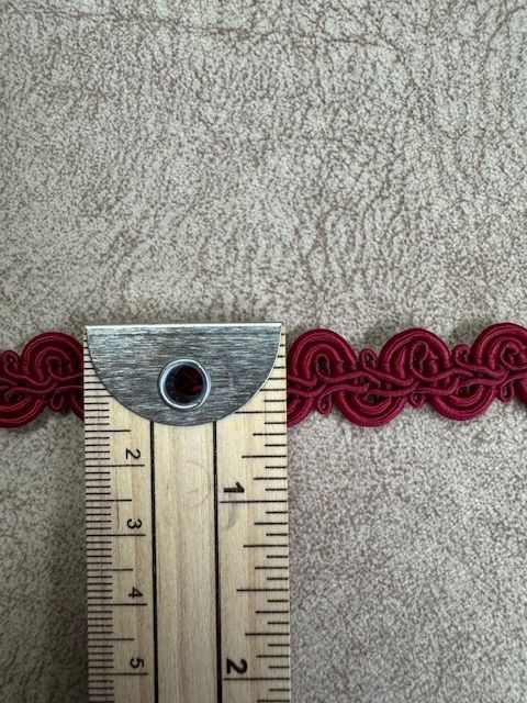 Upholstery Scroll Gimp/Braid Trim - Burgundy