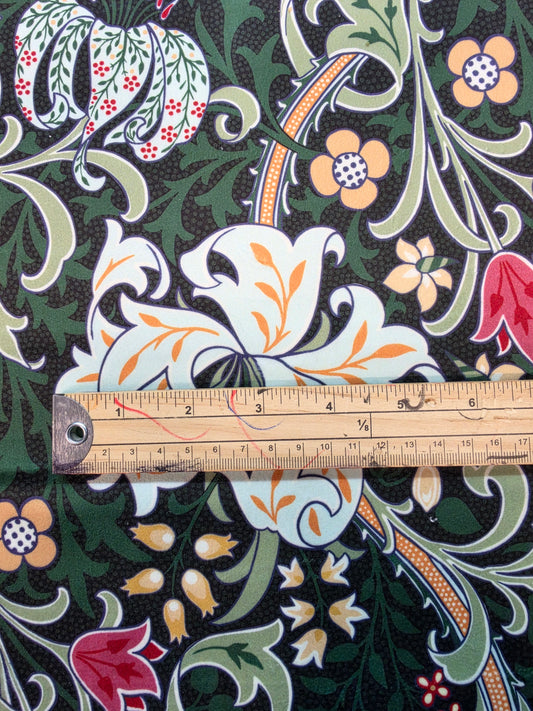 Chatham Glyn Golden Lily Nocturn Printed Velvet Upholstery Fabric