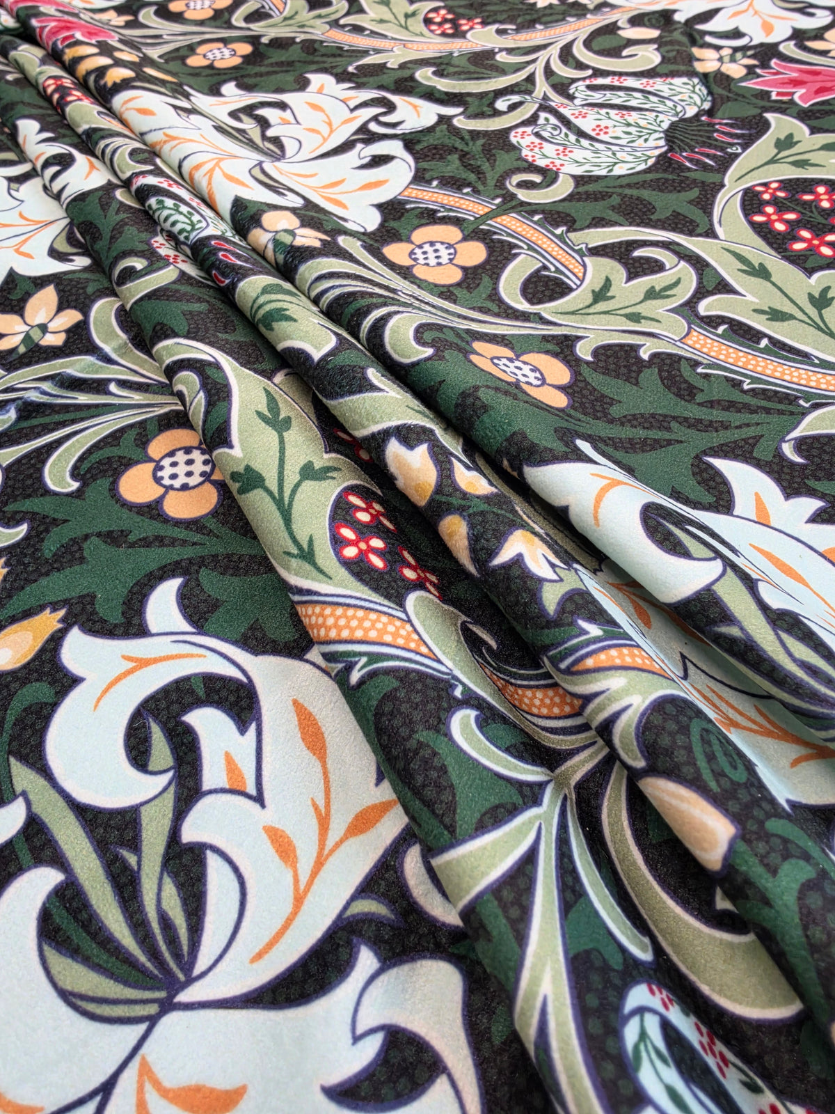 Chatham Glyn Golden Lily Nocturn Printed Velvet Upholstery Fabric