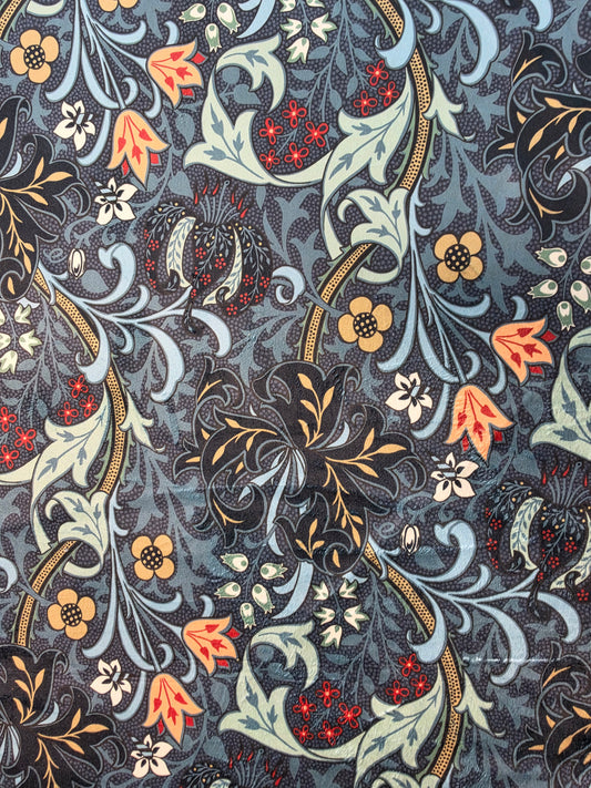 Chatham Glyn Golden Lily Ember Printed Velvet Upholstery Fabric