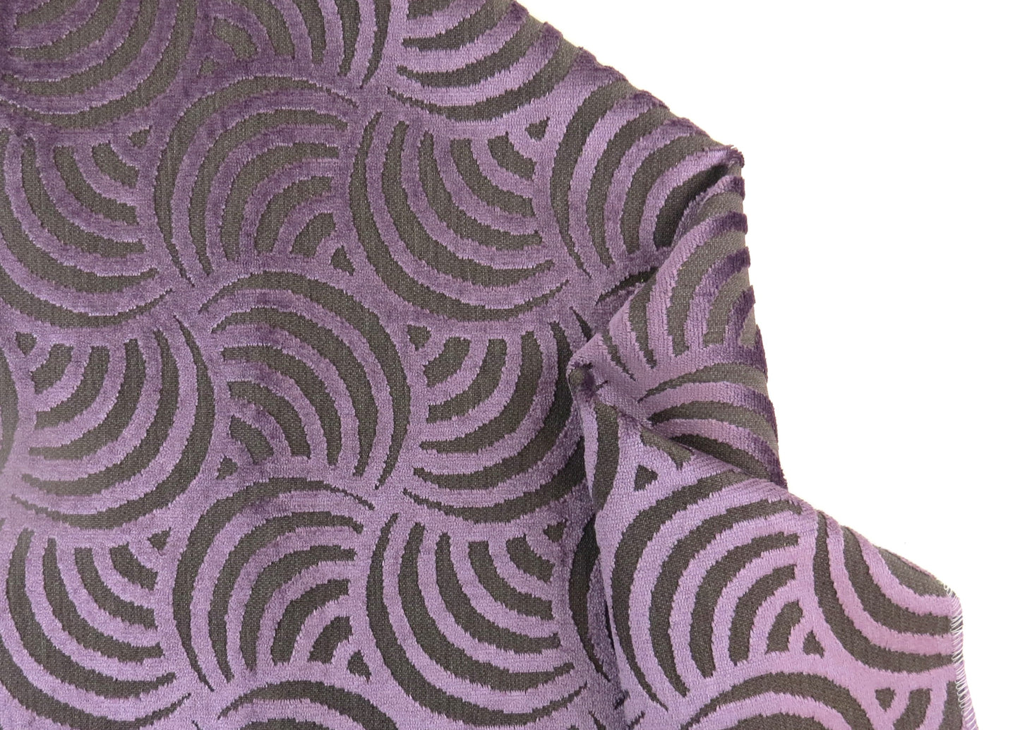 Retro Design Embossed Heavy Velvet Upholstery Fabric - Purple