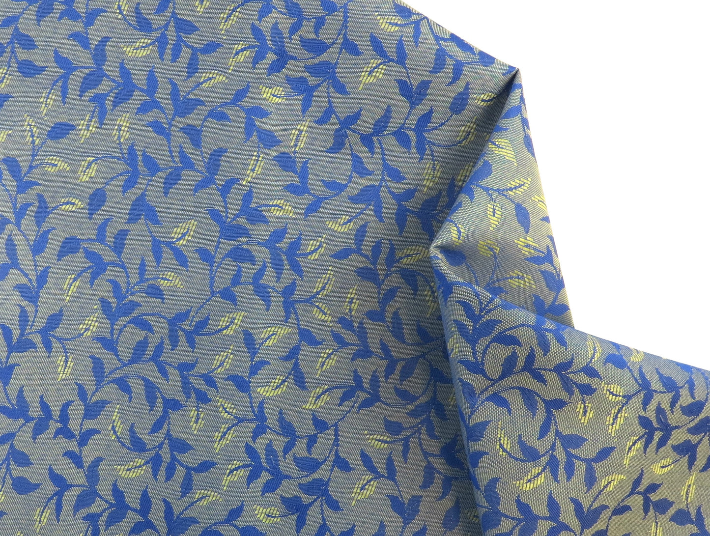 Brocade Leaf Design Upholstery Fabric - Blue