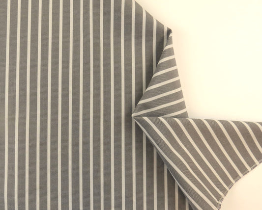 Striped Classic Linen Upholstery Fabric - Grey / Crem