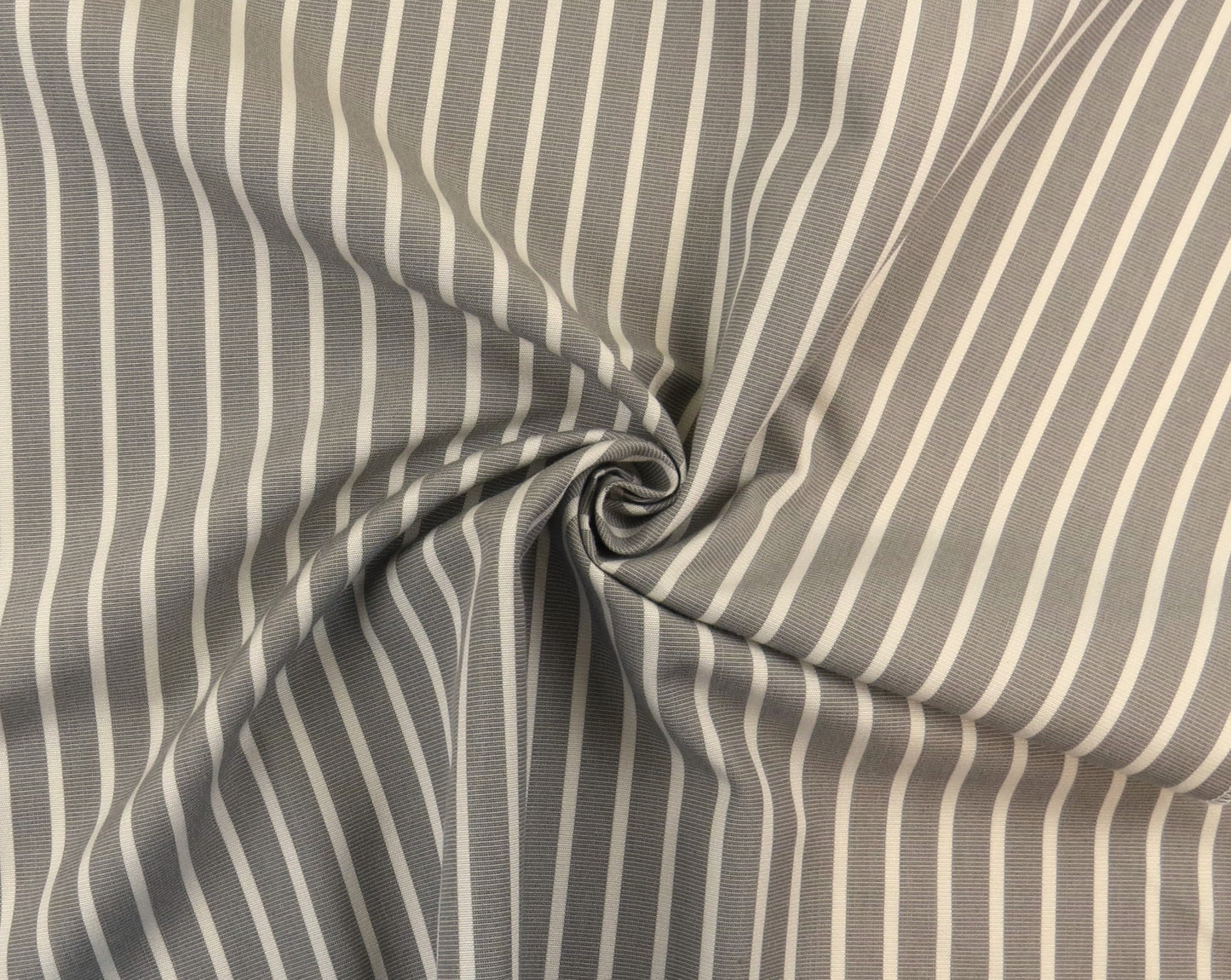 Striped Classic Linen Upholstery Fabric - Grey / Crem