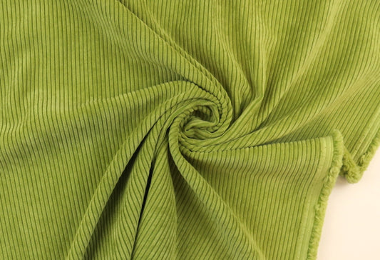 Self Pin Striped Velvet Upholstery Fabric - Lime