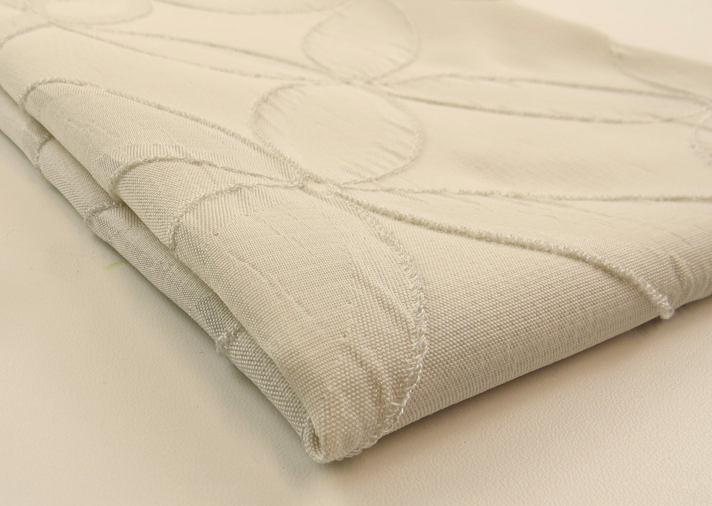 White Flower Circle Satin Brocade Upholstery Fabric