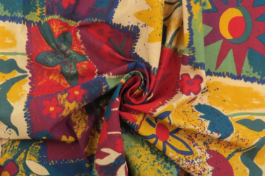 Multi Colour Floral Cotton Upholstery Fabric
