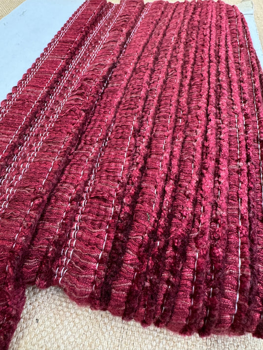 Upholstery Brush Fringe/ Ruche Trim - Maroon Red