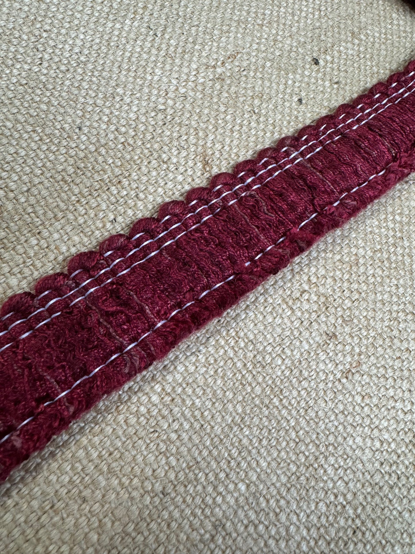 Upholstery Brush Fringe/ Ruche Trim - Maroon Red