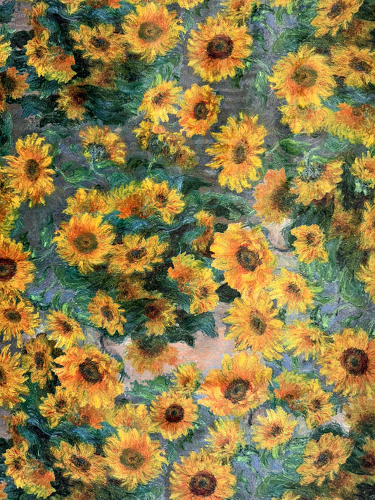 Van Gogh Sunflowers Printed Velvet Upholstery Fabric