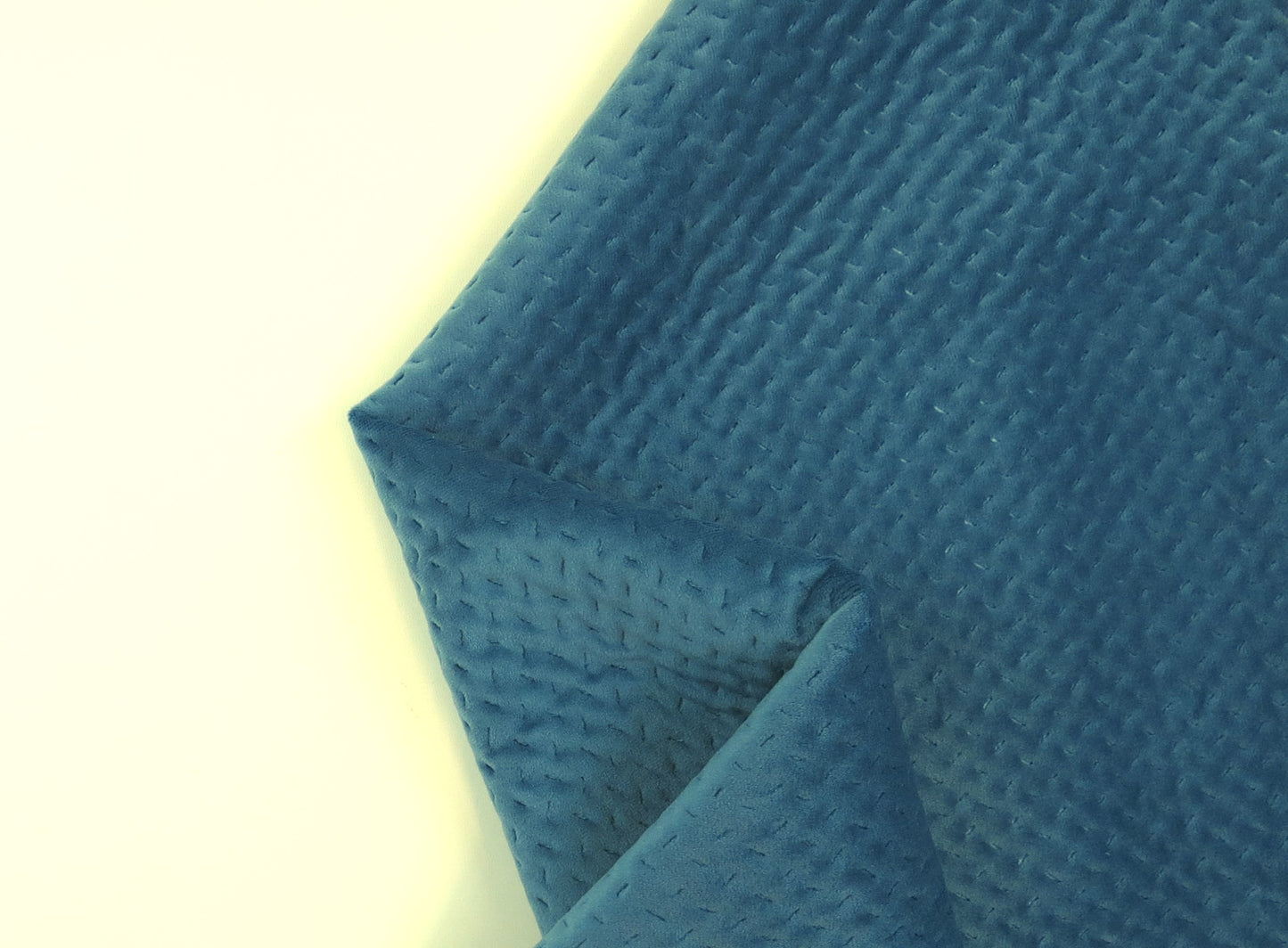 Cascade Sky Blue Quilted Velvet Upholstery Fabric