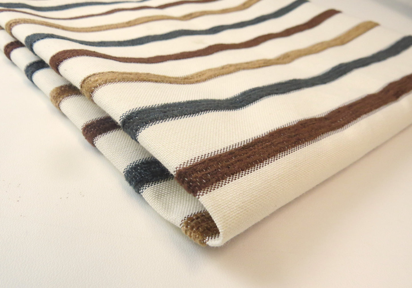 Sophie Stripe Natural Chenille Upholstery Fabric - Double Width