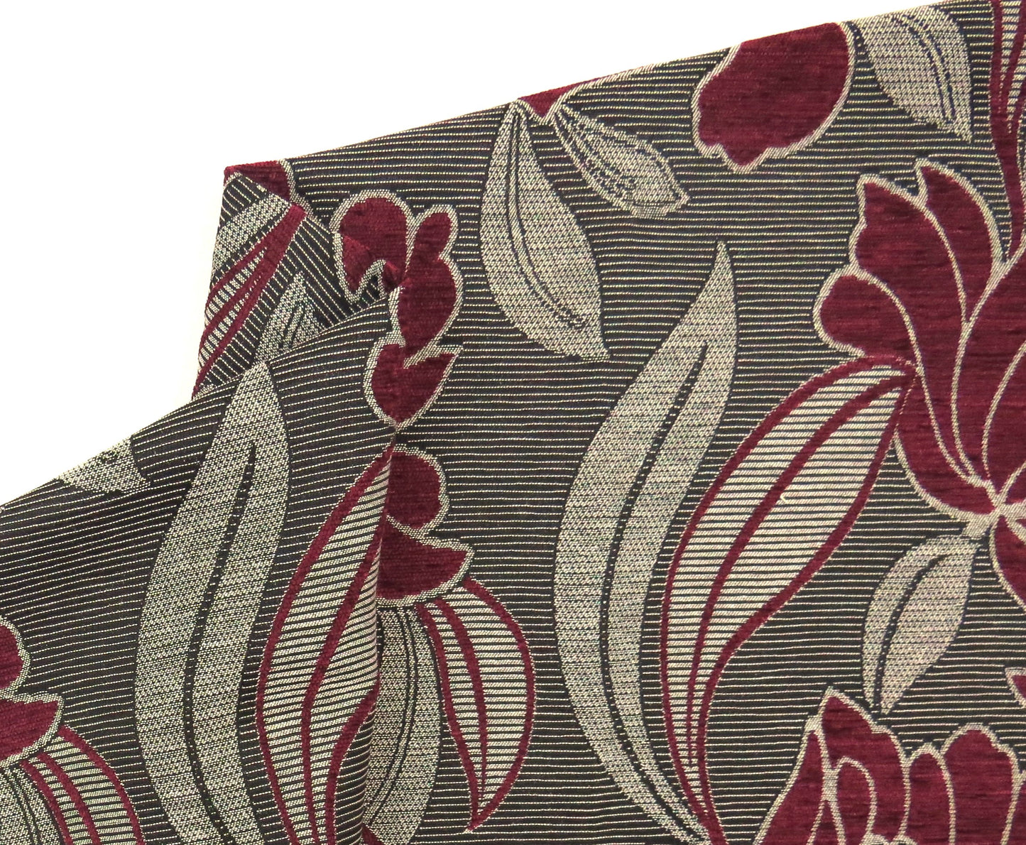Trent Wine Floral Brocade Upholstery Fabric