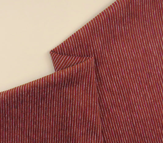 Connery Raspberry Stripe Chenille Upholstery Fabric