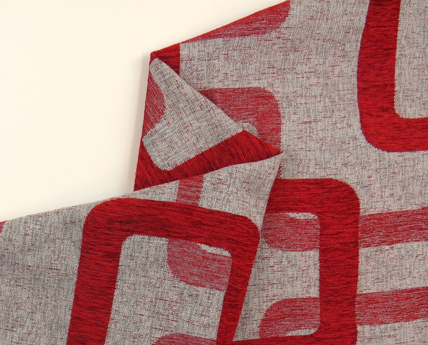 Portabello Retro Red Chenille Upholstery Fabric