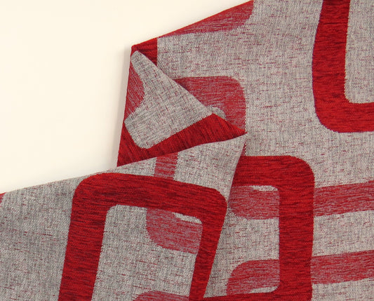 Portabello Retro Red Chenille Upholstery Fabric