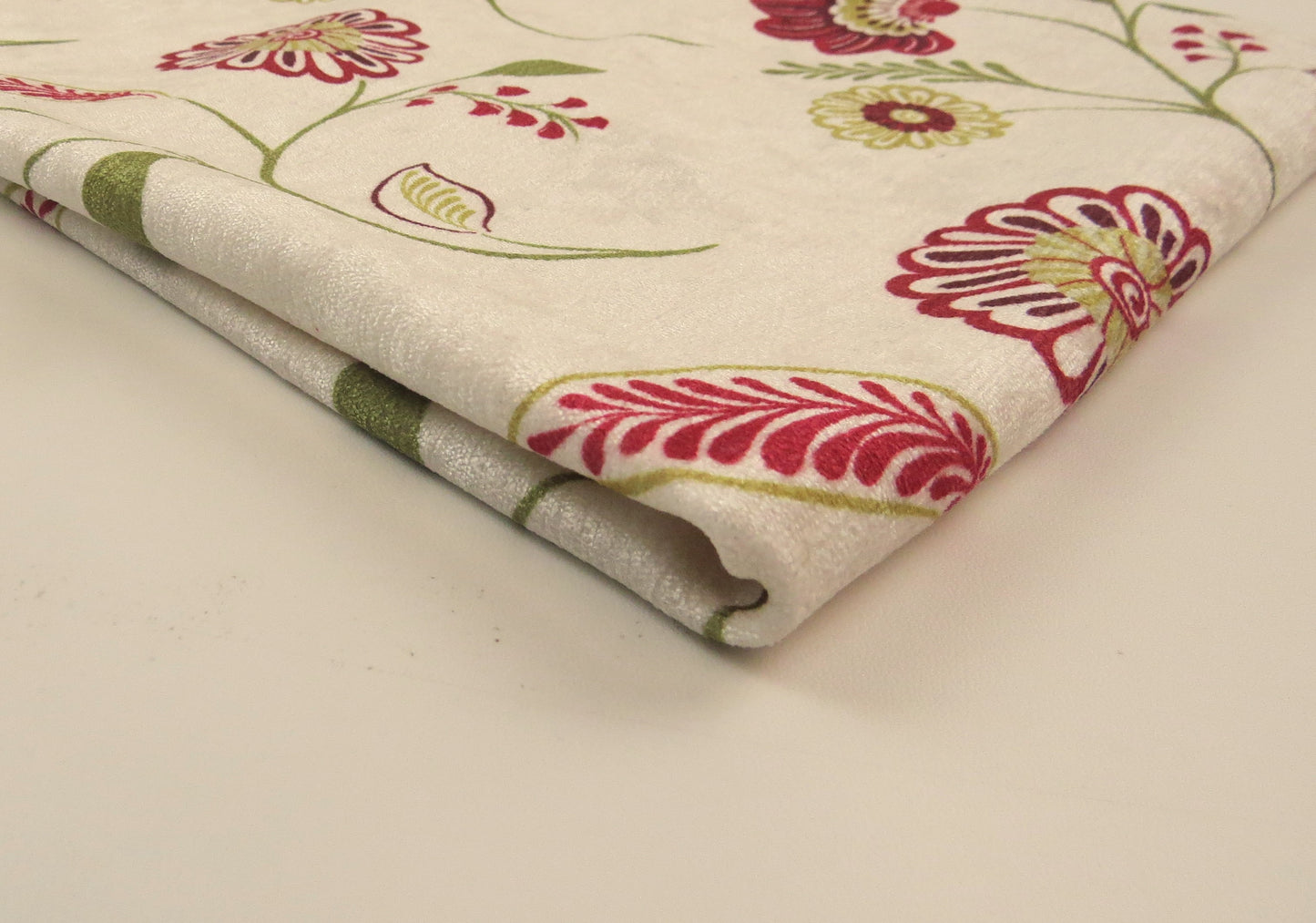 Cascade Red Floral Velvet Upholstery Fabric