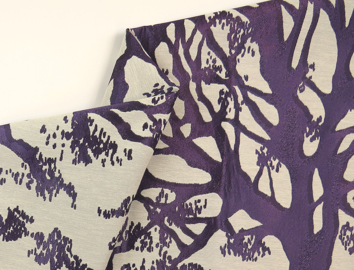 Purple Birch Floral Flat Weave Upholstery Fabric