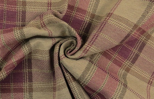 Highland Heather & Purple Check Chenille Upholstery Fabric