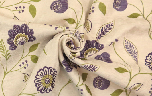 Cascade Purple Floral Velvet Upholstery Fabric