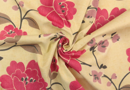 Barnard Pink Floral Cotton Upholstery Fabric
