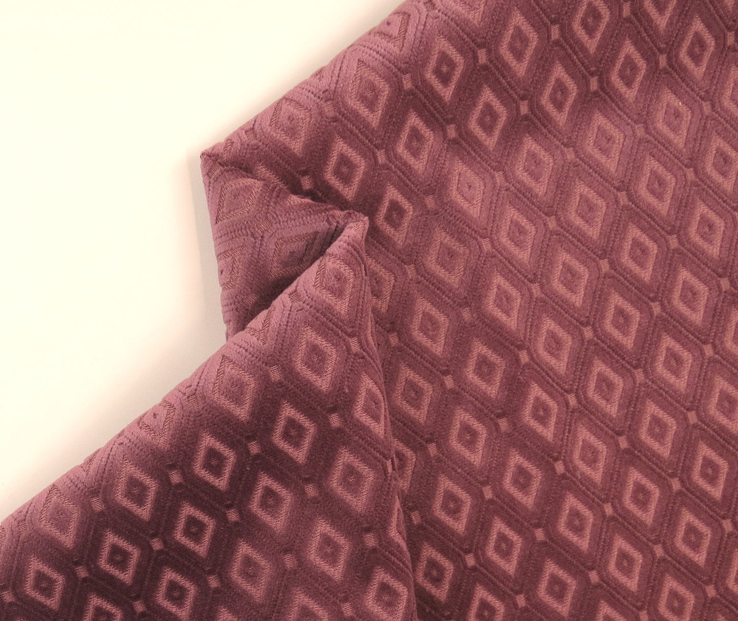 Ross Diamond Pink Velvet Upholstery Fabric