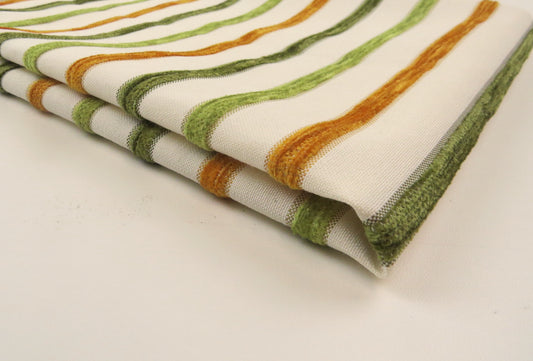 Sophie Stripe Greens Chenille Upholstery Fabric - Double Width