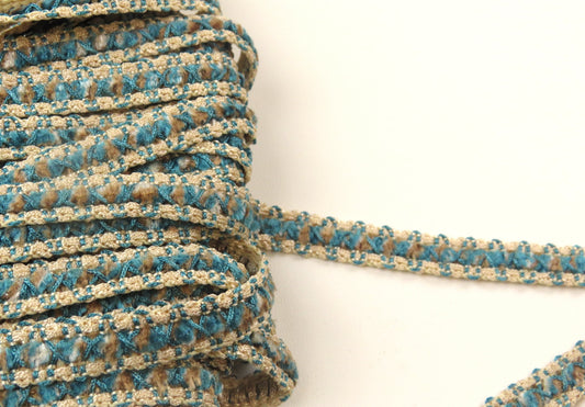 Upholstery Braid Trim - Blue And Cream