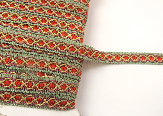Upholstery Braid Trim - Green / Yellow / Orange