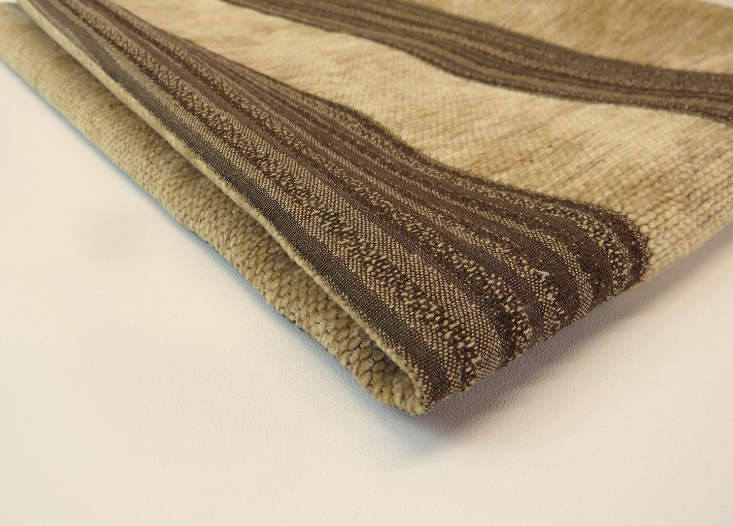 Golden Brown Striped Chenille Upholstery Fabric