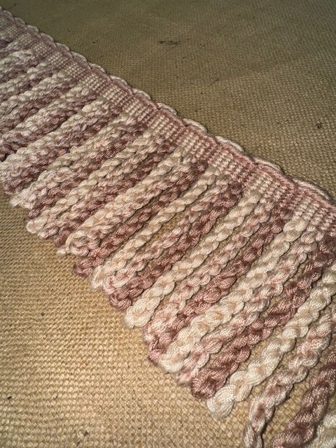 Upholstery Spectrum Heavy Bullion Fringe - Braided top Rope - Rose, Taupe & Cream Mix