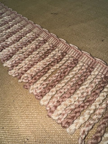 Upholstery Spectrum Heavy Bullion Fringe - Braided top Rope - Rose, Taupe & Cream Mix - Soft Options upholstery trim