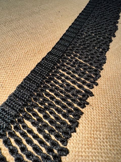 Upholstery Spectrum Roman Fringe - Braided top Rope  - Jet Black - Soft Options upholstery trim