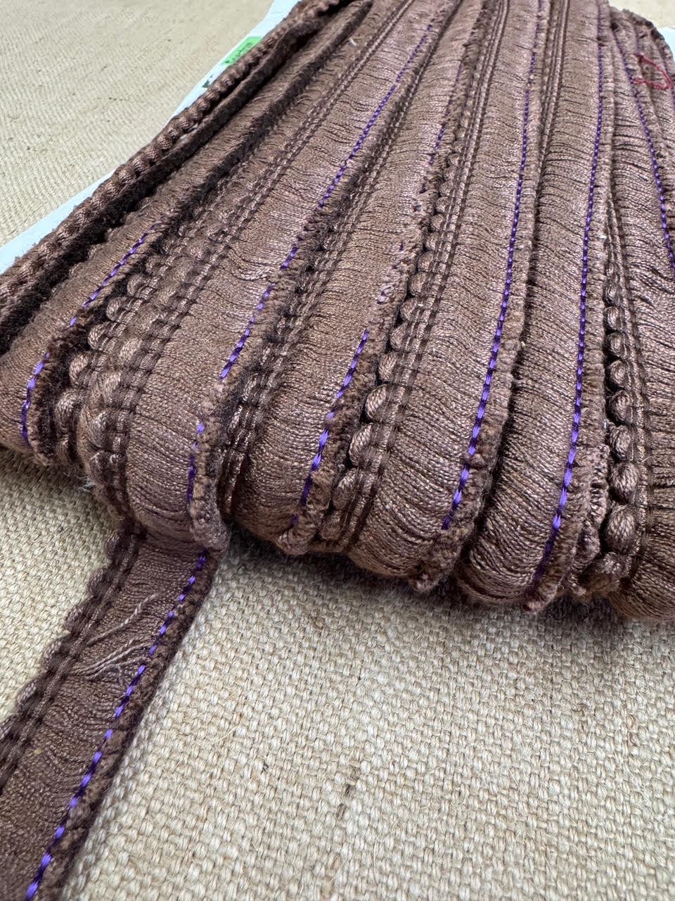 Upholstery Brush Fringe/ Ruche Trim - Bark Brown